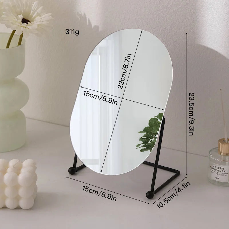 Zonyin Desktop Oval Rotating 360 Makeup Mirror Ins Style Dressing Table Mirror High Aesthetic Bedroom Vanity Mirror