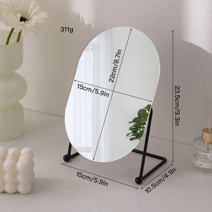 Zonyin Desktop Oval Rotating 360 Makeup Mirror Ins Style Dressing Table Mirror High Aesthetic Bedroom Vanity Mirror