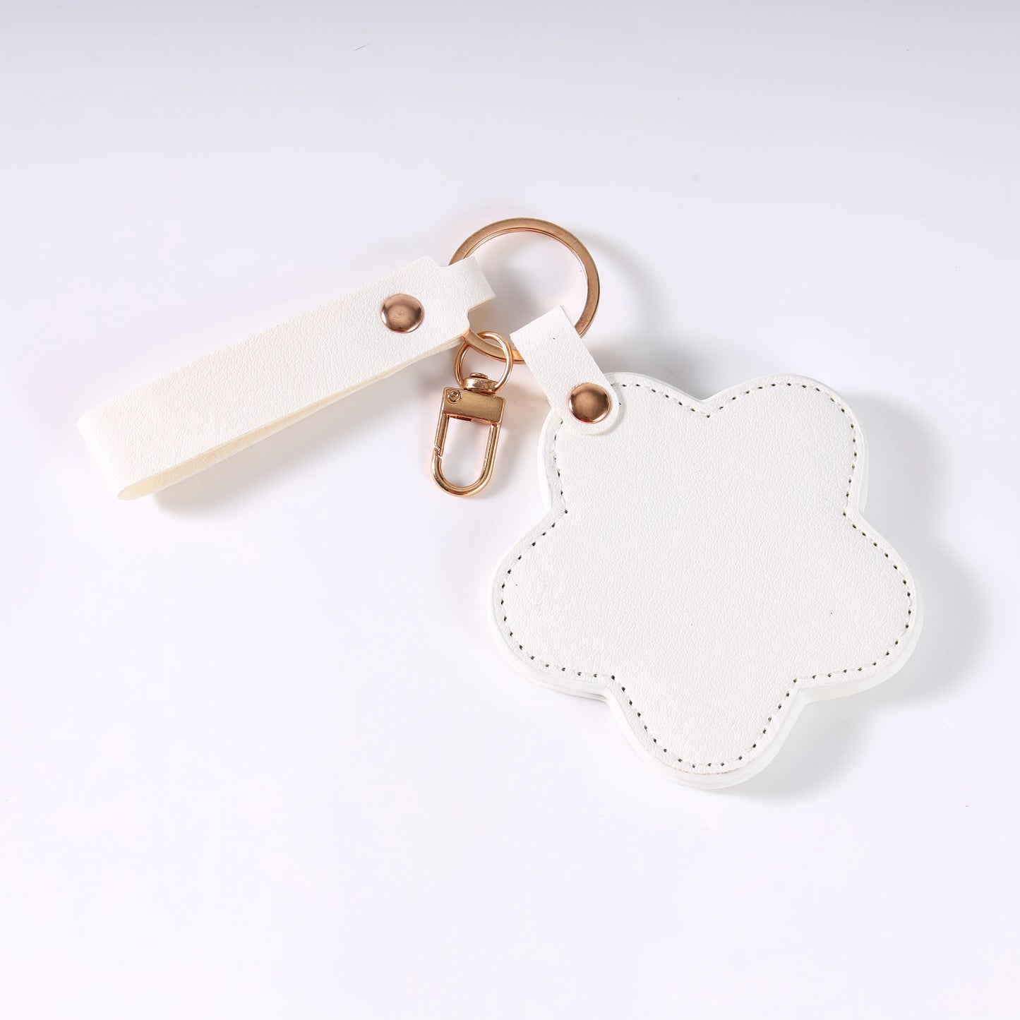 Zonyin NEW ARRIVAL Cute Yellow Star Small Makeup Mirror Customized Logo Pu Leather Pocket Cosmetic Keychain Mirror for Kids