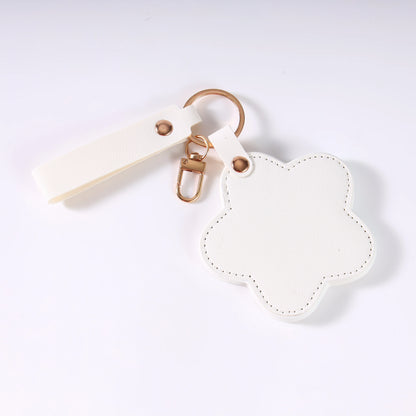 Zonyin NEW ARRIVAL Cute Yellow Star Small Makeup Mirror Customized Logo Pu Leather Pocket Cosmetic Keychain Mirror for Kids