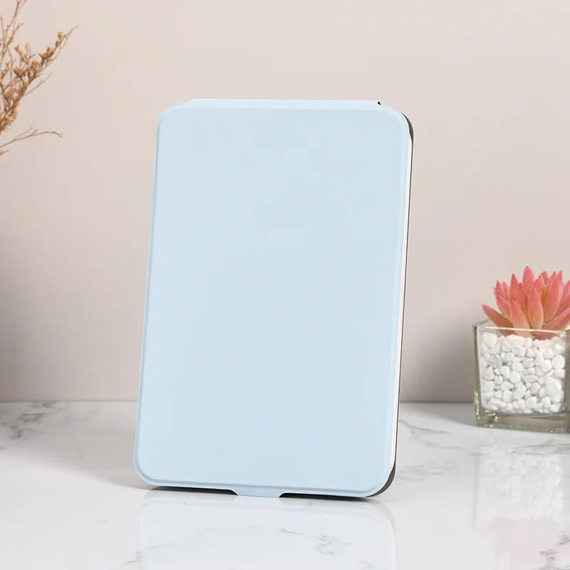 Zonyin High Quality Folding LED Makeup Desktop Mirror USB Rechargeable Pu Leather Portable Travel Standing Mirror with Led Light
