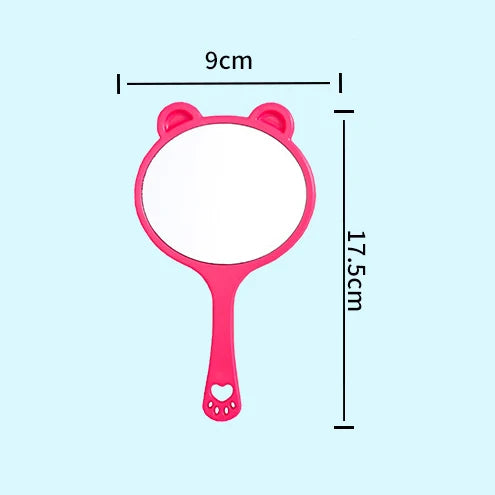 Zonyin Wholesale Cute Bear Shape Portable Handheld Makeup Mirror Salon Lash Mirror pink Hand Held Cosmetic Mirror for Girls