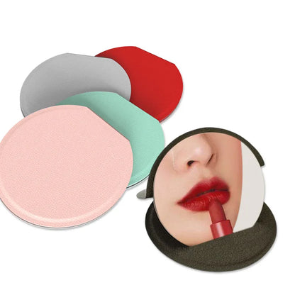 Zonyin Custom Logo Foldable Travel Makeup Mirror Fashion PU Leather and Stainless Steel Compact Small Pocket Mirror for Girl
