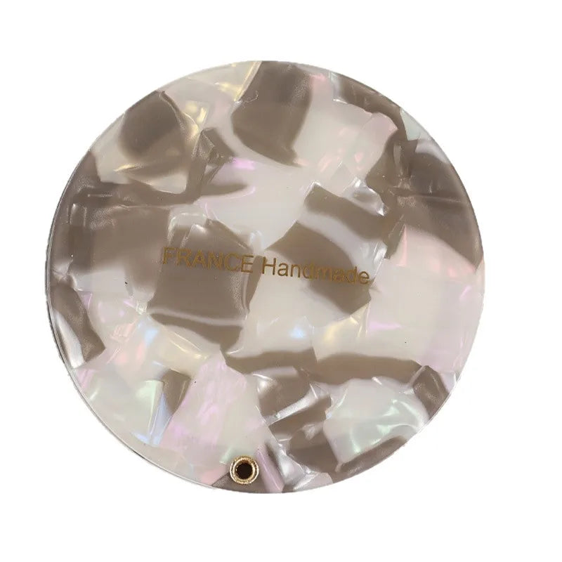 Zonyin Vintage Round Acetate Makeup Mirror Foldable Handheld Mirror Compact Small Circular Pocket Cosmetic Mirror for Purse