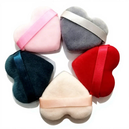 Zonyin LOW MOQ Custom Logo Label Package Cosmetic Puff Super Soft Velvet Heart Round Triangle Powder Puff for Make up