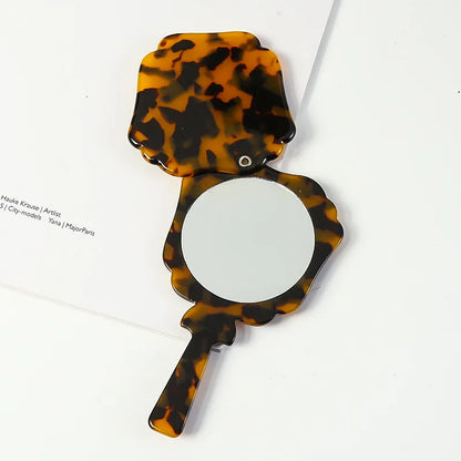 Zonyin Wholesale Handheld Round Mirror Portable Compact Small Cosmetic Mirror Custom Logo Acetate Beauty Salon Makeup Mirror