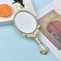 Zonyin Hot Sale Luxury Round Vintage Hand Travel Makeup Mirror Oval Plastic Electroplated Gold Retro Handheld Mirror With Handle