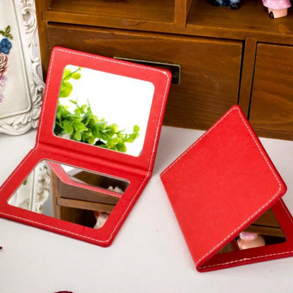 Zonyin Wholesale square PU Leather Makeup Mirror Portable Crocodile Skin Compact Pocket Mirror Cosmetic Travel Mirror for Girl