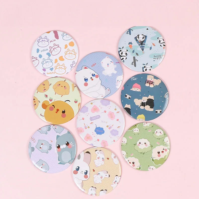 Custom Personalized Silver Finish Foldable Small Gift Tin Mini Portable Makeup Mirror Girls Cosmetic Souvenir Travel Pocket