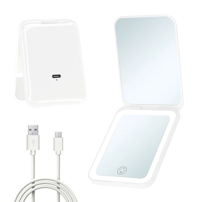 Zonyin Wholesale Portable Travel LED Light Makeup Mirror 1x/2x Magnifying USB Rechargeable Pocket Mirror for Customized Logo