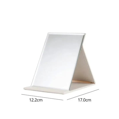 Factory Direct Silver Finish Foldable Square Glass Frame Cosmetic Mirror with Magnifying Feature for Desktop Use