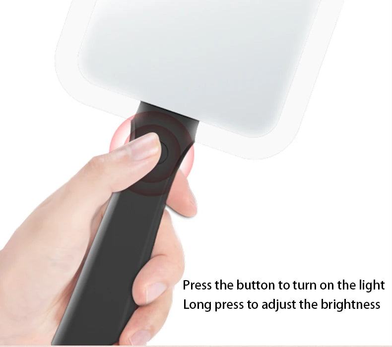 Zonyin High Quality ABS Plastic LED Light Handheld Rechargeable Pocket Makeup Mirror Square PorTable Hand Held Cosmetic Mirror