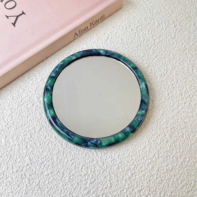 Zonyin Travel Gift Custom Logo Acetate Portable Beauty Makeup Mirror Hand Held Compact Mini Small Cosmetic Pocket Mirror