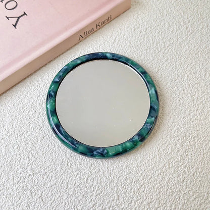 Zonyin Travel Gift Custom Logo Acetate Portable Beauty Makeup Mirror Hand Held Compact Mini Small Cosmetic Pocket Mirror