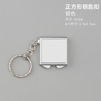 Zonyin Metal Keychain Mirror Creative Double Sided Folding Pocket Mirror Mini Gift Cosmetic Mirror with Ring for DIY Crafts