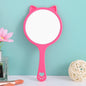 Zonyin Custom Logo Label Cat Shaped Handheld Makeup Mirror Portable Round Handle Cosmetic Mirror Personalized Features for Girls