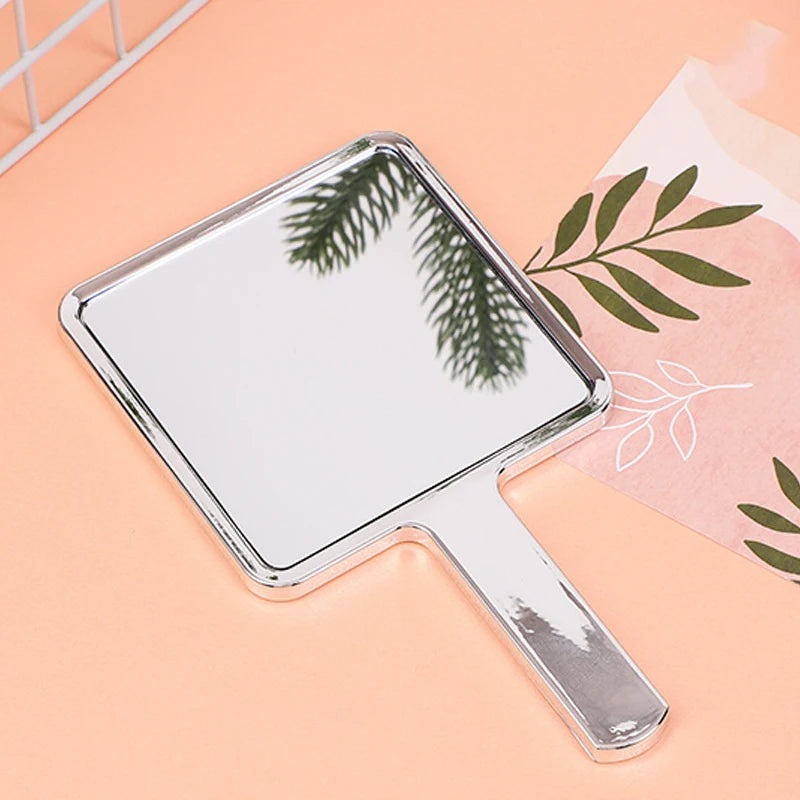 Zonyin Wholesale Electroplate Sliver Gold Handle Mirror Custom logo Small Handheld Square Cosmetic Hand Makeup Mirrors for Women