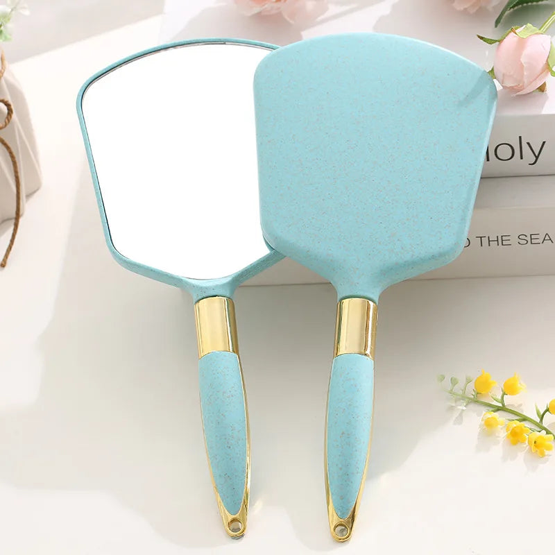 Zonyin Promotion Retro Plastic Round Handheld Cosmetic Mirror Custom Private Label Portable Square Makeup Mirror with Handle