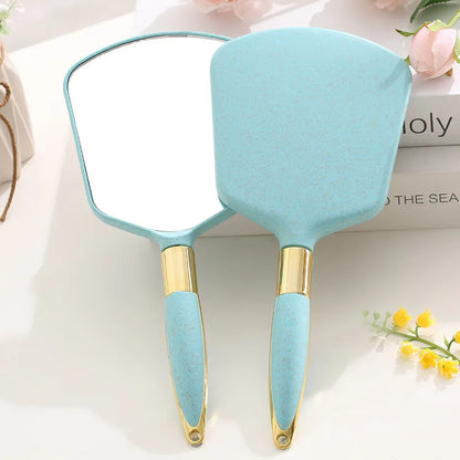 Zonyin Promotion Retro Plastic Round Handheld Cosmetic Mirror Custom Private Label Portable Square Makeup Mirror with Handle