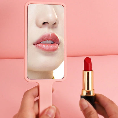 Zonyin Hot Selling Compact Travel Makeup Mirror Rectangle Small Handheld Cosmetic Mirror with Handle Pocket for Beauty