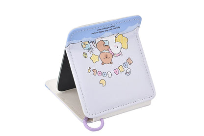 Zonyin Pink Purple Blue Macron Color Pu Leather Folding Makeup Mirror Portable Travel Standing Desktop Vanity Cosmetic Mirrors