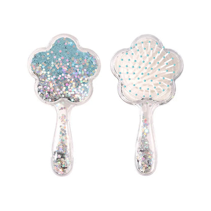Zonyin Cute Flower-Shaped Handheld Makeup Mirror Novelty Quicksand Glitter Hand Mirror Portable Beauty Tool for Gifts