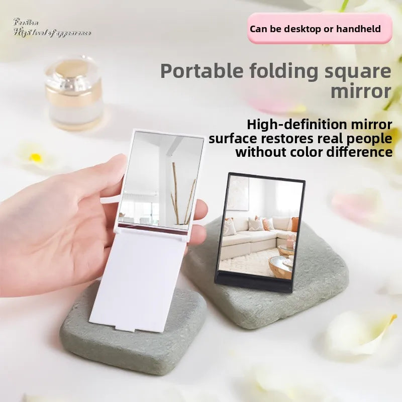 Zonyin Portable Square Folding Makeup Mirror Girls Cute Mini Pocket Mirror Flip Flap Cosmetic Mirror for Purse Travel