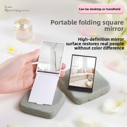 Zonyin Portable Square Folding Makeup Mirror Girls Cute Mini Pocket Mirror Flip Flap Cosmetic Mirror for Purse Travel