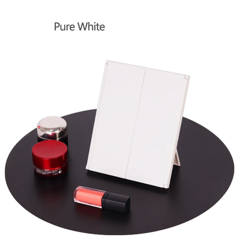Zonyin Wholesale Portable LED Desktop Makeup Mirror Fold LED Mirror Switch Small Desktop Cosmetic Mirror With Customized Logo