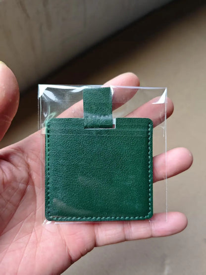 Zonyin Promotion Gift Cheap Square Shaped Pu Leather Small Mirror No Break Stainless Steel Metal Pocket Mirror with Custom Logo