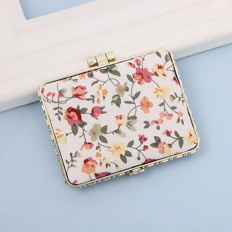 Zonyin High Quality Handheld Makeup Mirror Wholesale Vintage Silk Fabric Rectangle Oval & Round Sided Mirrors with Double Sides