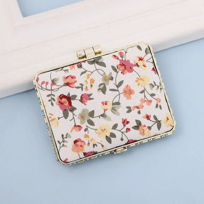 Zonyin High Quality Handheld Makeup Mirror Wholesale Vintage Silk Fabric Rectangle Oval & Round Sided Mirrors with Double Sides