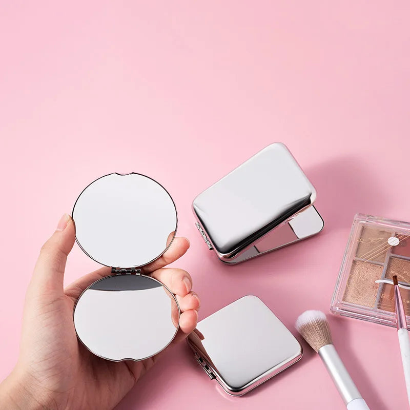 Zonyin New Arrival Square Stainless Steel Makeup Pocket Mirror Dual Side Small Cosmetic Mirror With Foldable Travel Mirror