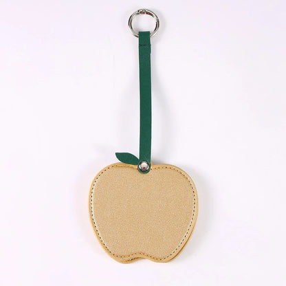 Zonyin Christmas Apple Design Baby Pink Pocket Makeup Mirror Customized Private Logo Small Mirror with Hanging Rope and Key Ring