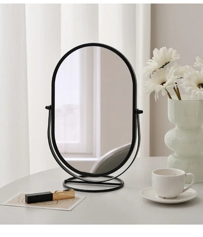 Zonyin Desktop Oval Rotating 360 Makeup Mirror Ins Style Dressing Table Mirror High Aesthetic Bedroom Vanity Mirror