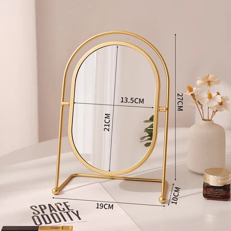 Zonyin Desktop Oval Rotating 360 Makeup Mirror Ins Style Dressing Table Mirror High Aesthetic Bedroom Vanity Mirror