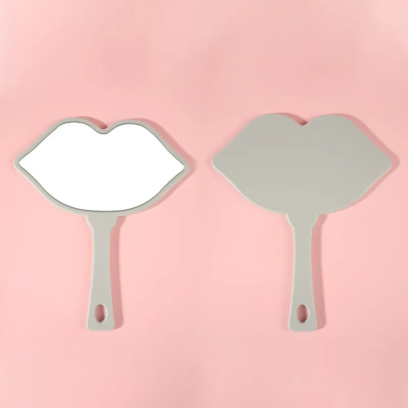 Zonyin Hot Sale Custom logo Large Handheld Mirror Lip Design Portable Plastic Personalized Hand Cosmetic Makeup Mirror for Girls