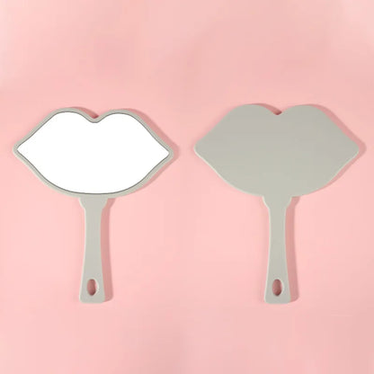 Zonyin Hot Sale Custom logo Large Handheld Mirror Lip Design Portable Plastic Personalized Hand Cosmetic Makeup Mirror for Girls