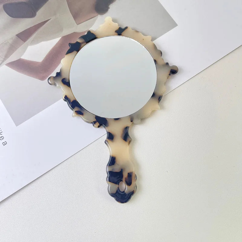 Zonyin Wholesale Diamond Pattern Acetate Makeup Mirror Portable Handle Handheld Cosmetic Mirror Colorful Women for Daily Use