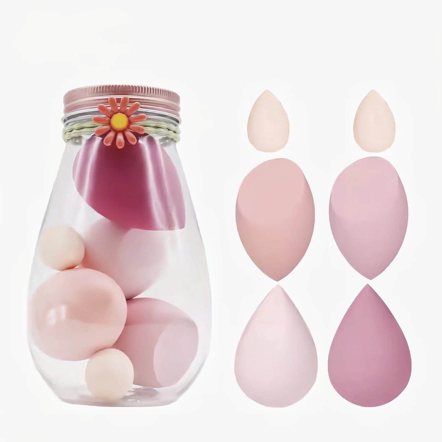 High Resilience 6Pcs Teardrop Mini Beauty Makeup Tools Blender Puff Foundation Blending Makeup Sponge Set With Bottle Box