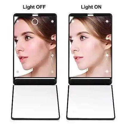 Zonyin Promotion Portable LED Lights Makeup Mirror With 2X Magnifying Logo Travel Makeup Folding Compact Mirror With Customized