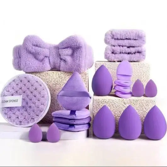 20pcs/set Wholesale Dual-Sided Soft Puffs Reusable Cosmetic Wrist Straps Facial Cleansing Set Washable Hair Bands Makeup Remover