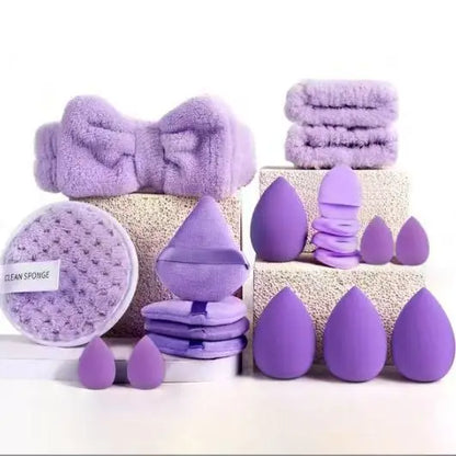 20pcs/set Wholesale Dual-Sided Soft Puffs Reusable Cosmetic Wrist Straps Facial Cleansing Set Washable Hair Bands Makeup Remover