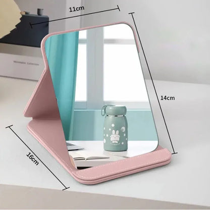 Zonyin Hot Sales Big Black White Pink Folding Travel Mirror PU Portable Adjustable Rectangular Large Vanity Mirror for Travel