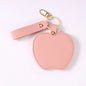 Zonyin Unique Christmas Gifts Red Apple-Shaped Pocket Mirror Foldable Pink Pu Leather Small Makeup Keychain Mirror for Women