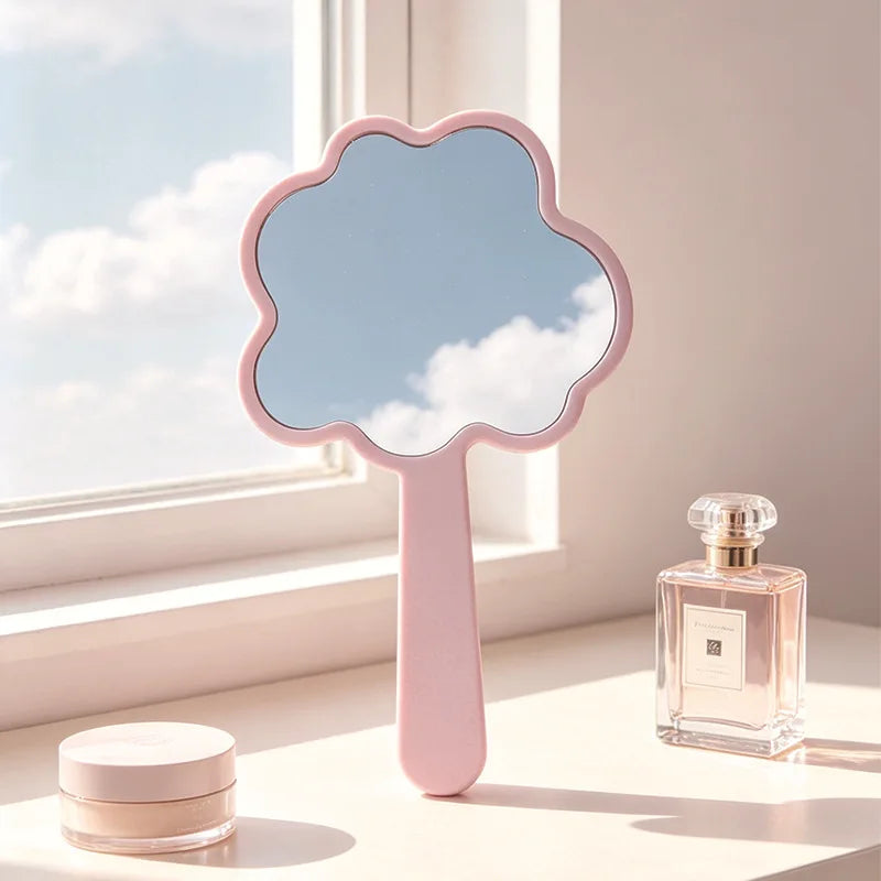 Zonyin Personalized Cloud-Shaped Handheld Makeup Mirror Portable  Custom Logo Cute Mini Travel Eco-Friendly Plastic Pocket