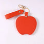 Zonyin Unique Christmas Gifts Red Apple-Shaped Pocket Mirror Foldable Pink Pu Leather Small Makeup Keychain Mirror for Women