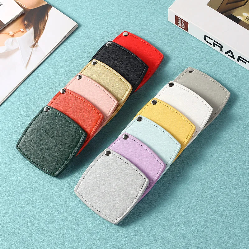 Zonyin Customized Logo Portable Square-Shape Vanity Makeup Mirror Travel Folding Pu Leather Pocket Compact Mirror for Girls Gift