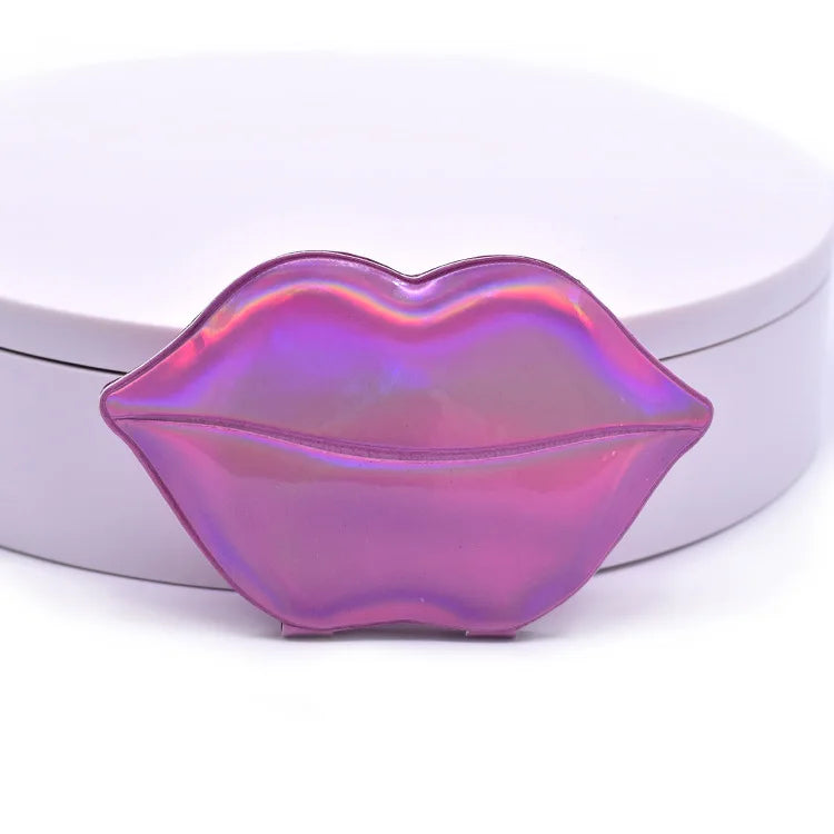 Zonyin Wholesale Personalized Custom Glittery Leather Lip Shaped Small Compact Pocket Makeup Mirror With Logo