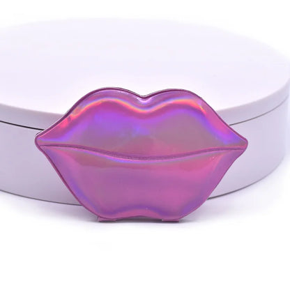 Zonyin Wholesale Personalized Custom Glittery Leather Lip Shaped Small Compact Pocket Makeup Mirror With Logo